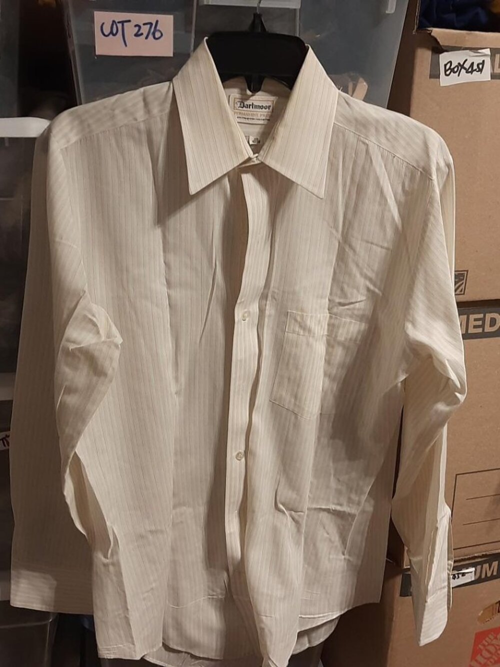 Vintage Dartmoor Permanent Press Dress Shirt Stripes Cream Size 15(32-33)